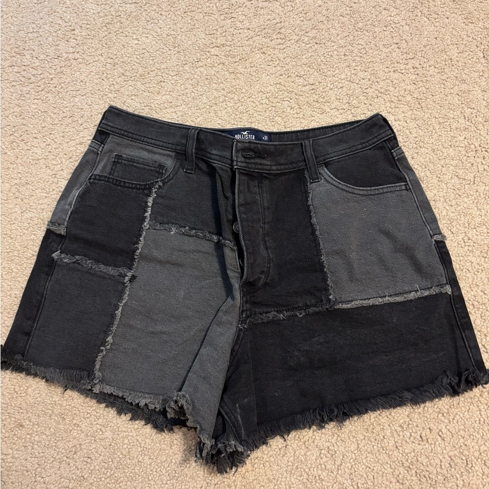 Stylish Black and Gray Patchwork Women's Shorts
